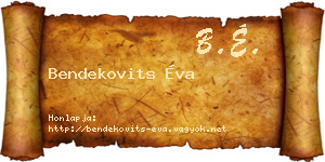 Bendekovits Éva névjegykártya